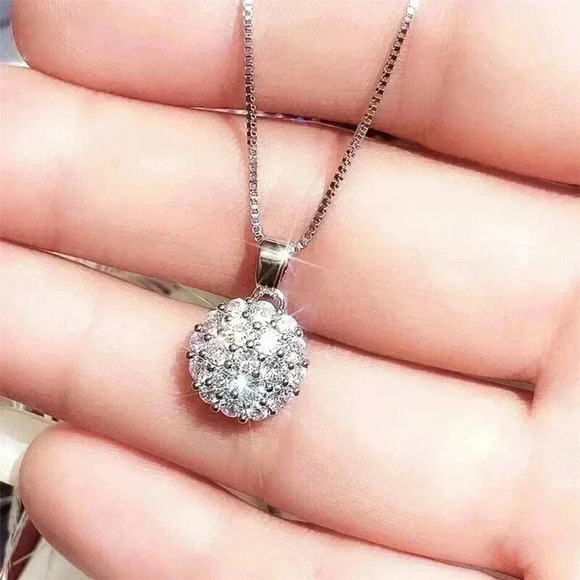 NEW Dazzling 925 Silver Diamond Necklace - Picture 3 of 4